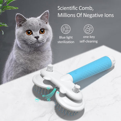 Pet Cat Brush Dog Slicker Brush Double-Headed Negative Ion One-Button Self Cleaning Pet Hair Removal