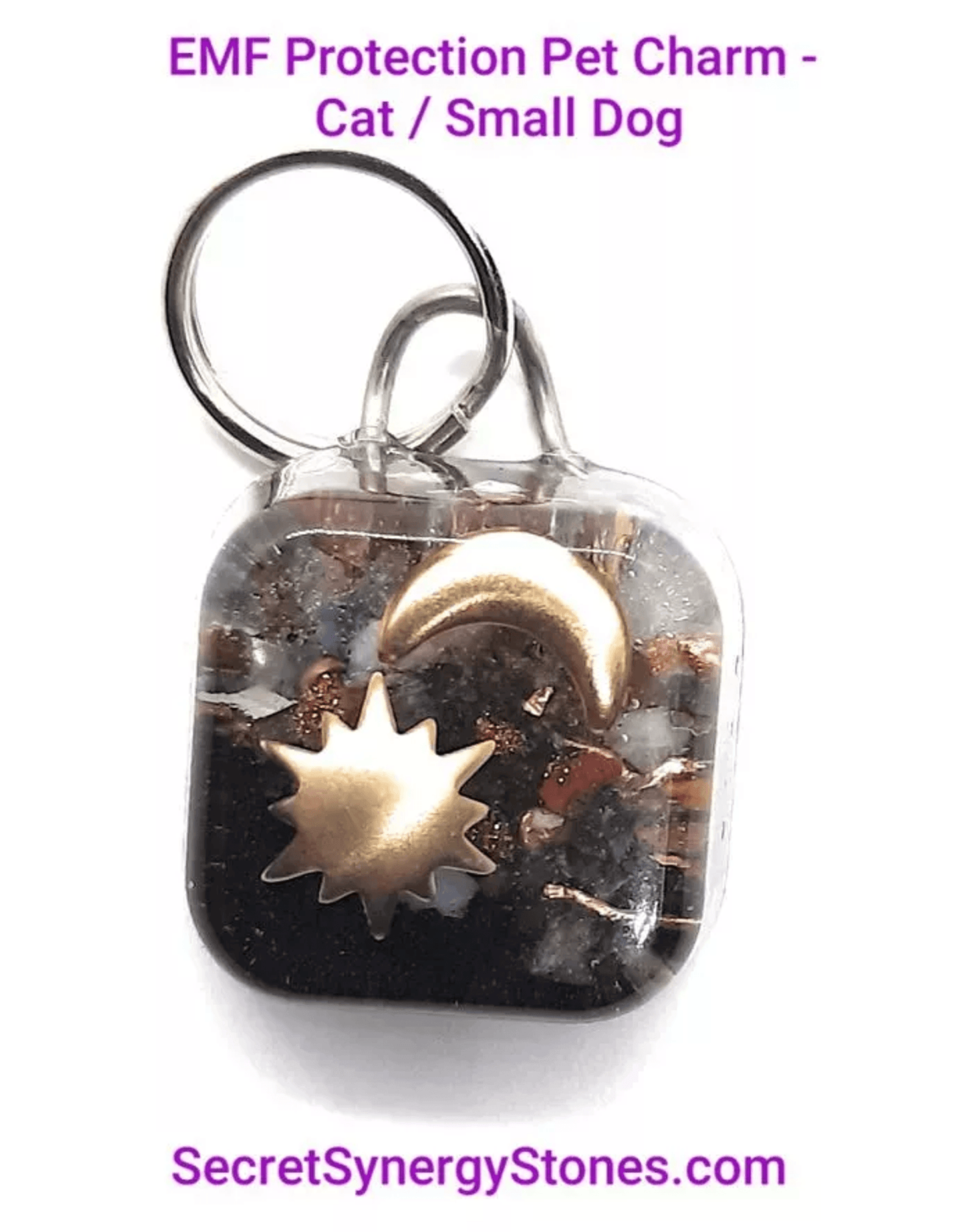 EMF 5G Protection Charm for Cats & Small Dogs with Secret Synergy Stones