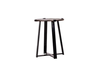 Spitiko Homes Walnut & Black Metal End Table With Storage Shelf