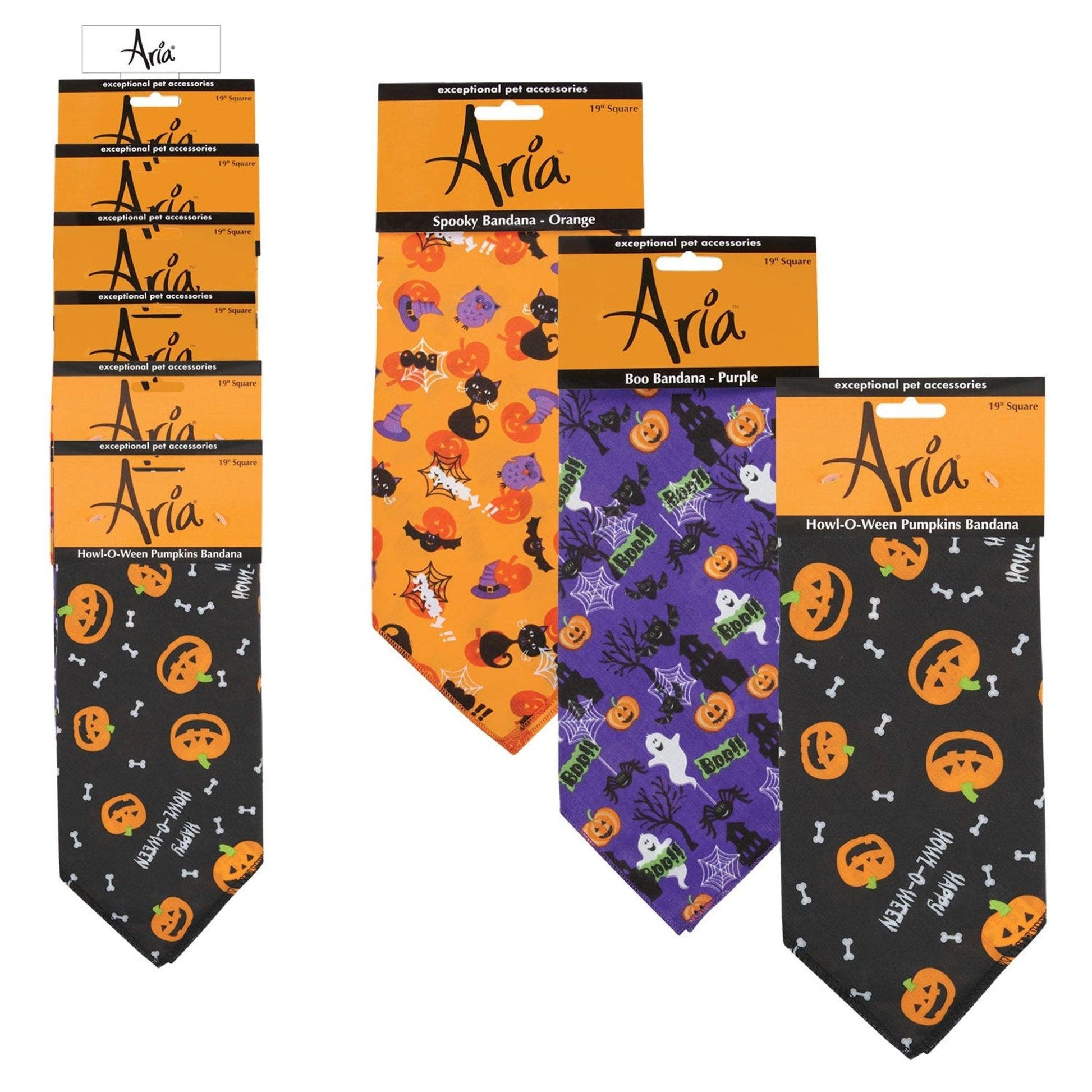 12 - Pack Halloween Cotton Blend Bandanas - 19" x 19" - Dog Hugs Cat