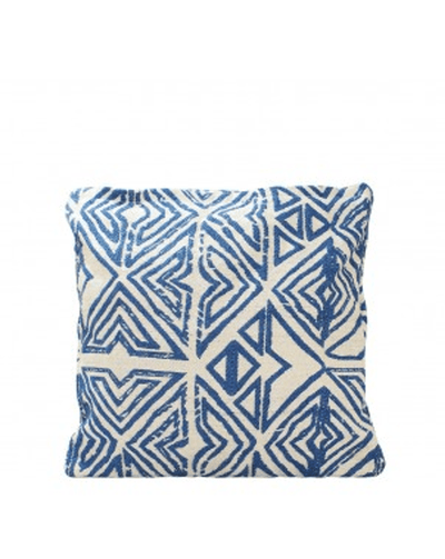 Blue And White Jacquard Cotton Abstract Cushion Cover