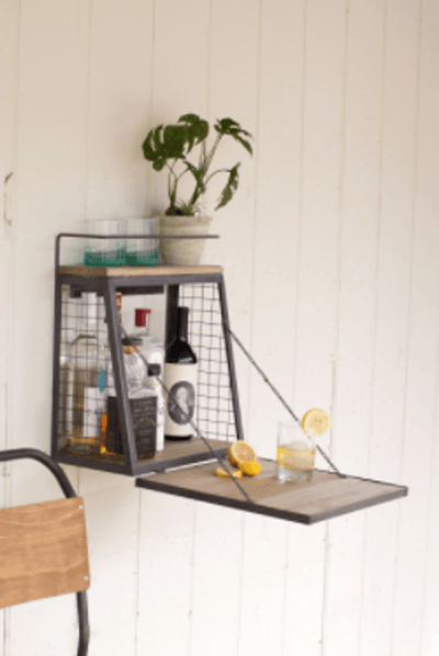 Industrial Style Wall Bar With Fold-Down Shelf