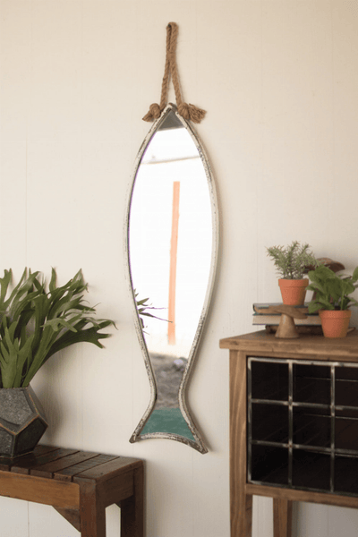 Nautical Rope-Hang Vertical Fish Mirror