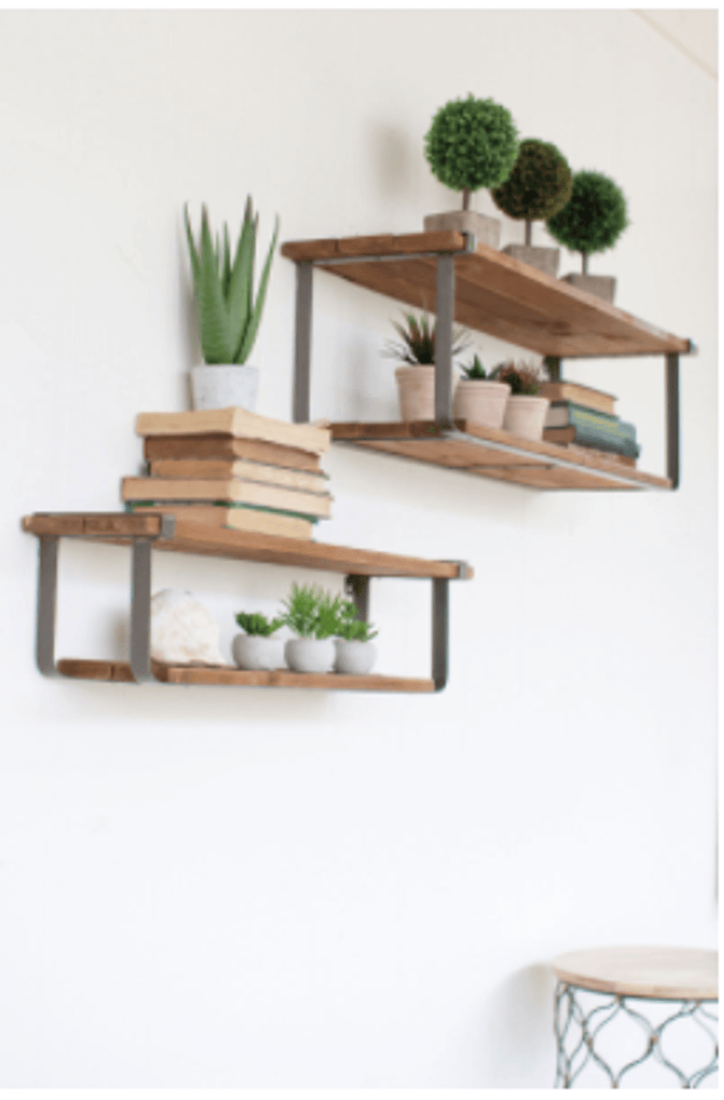 Recycled Wood And Metal Wall Shelves Set Of Two