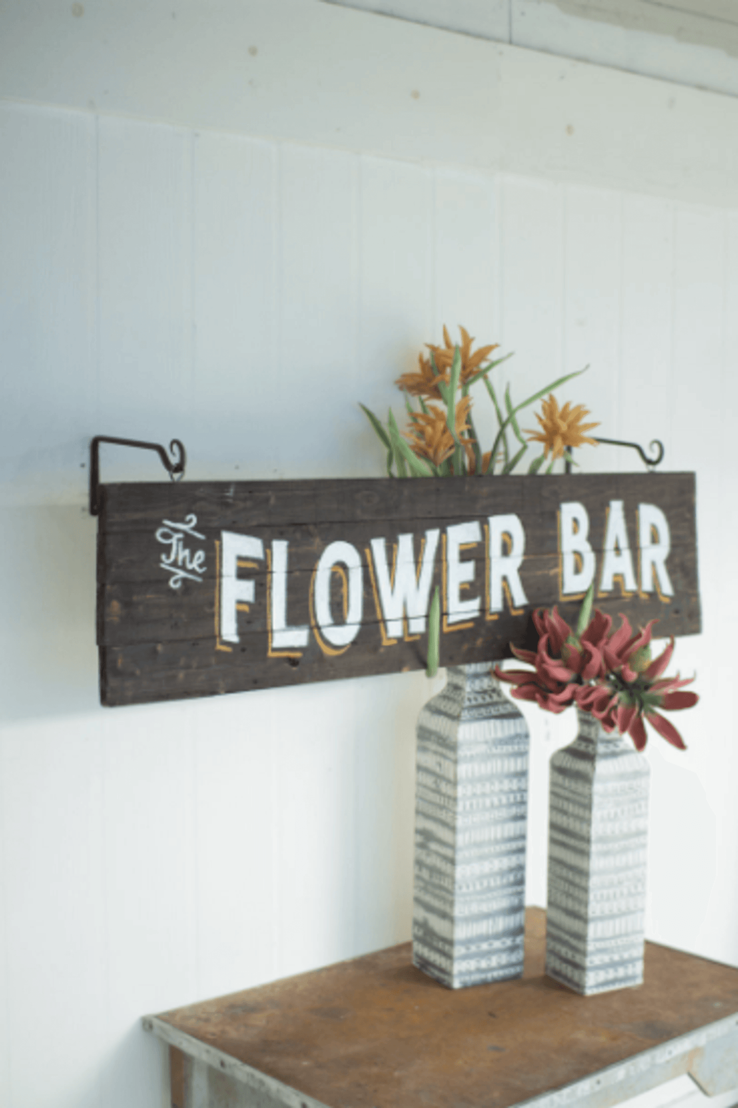 Reclaimed Wood Flower Bar Sign For Potting Stations