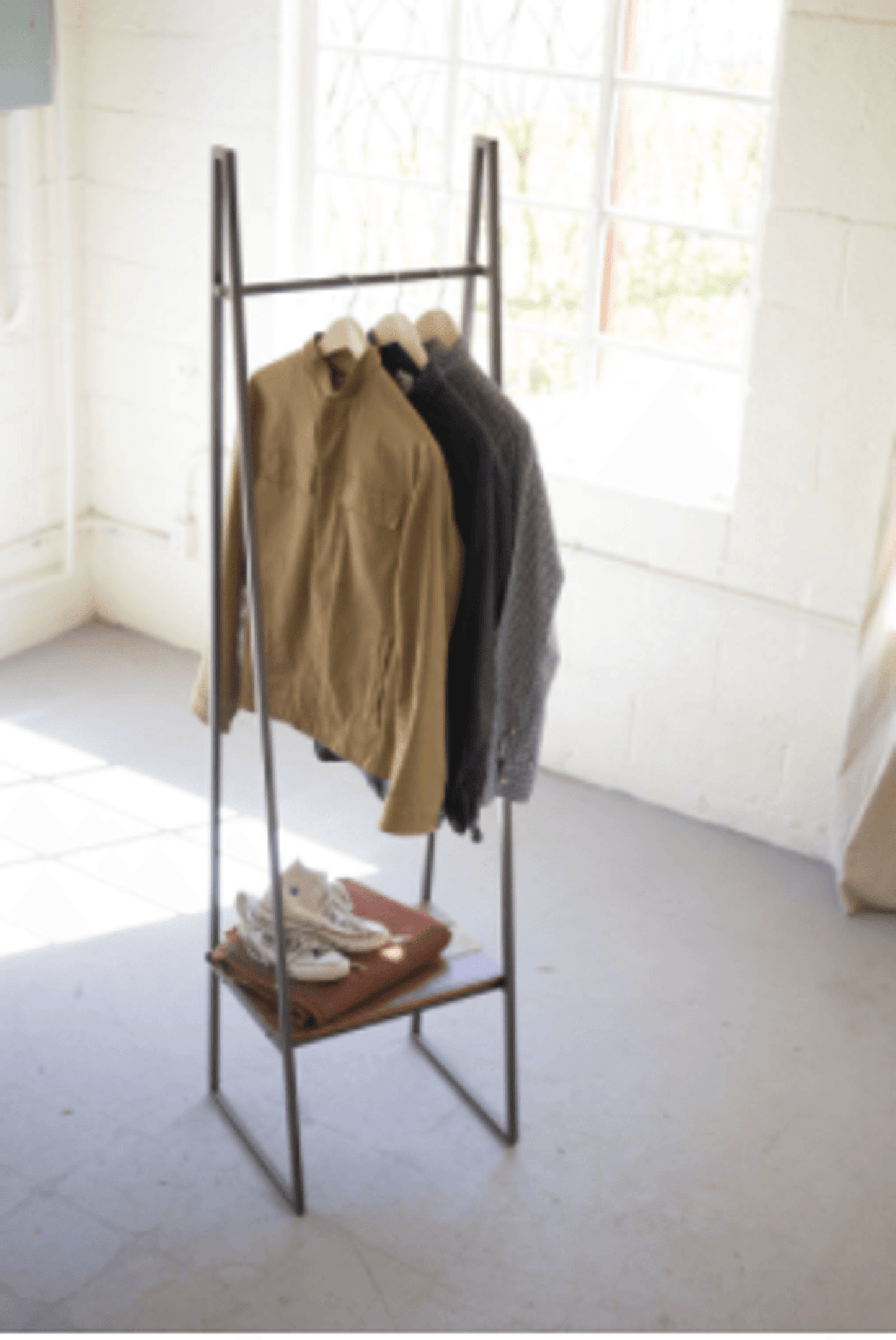 A-Frame Metal Rack With Wooden Storage Shelf