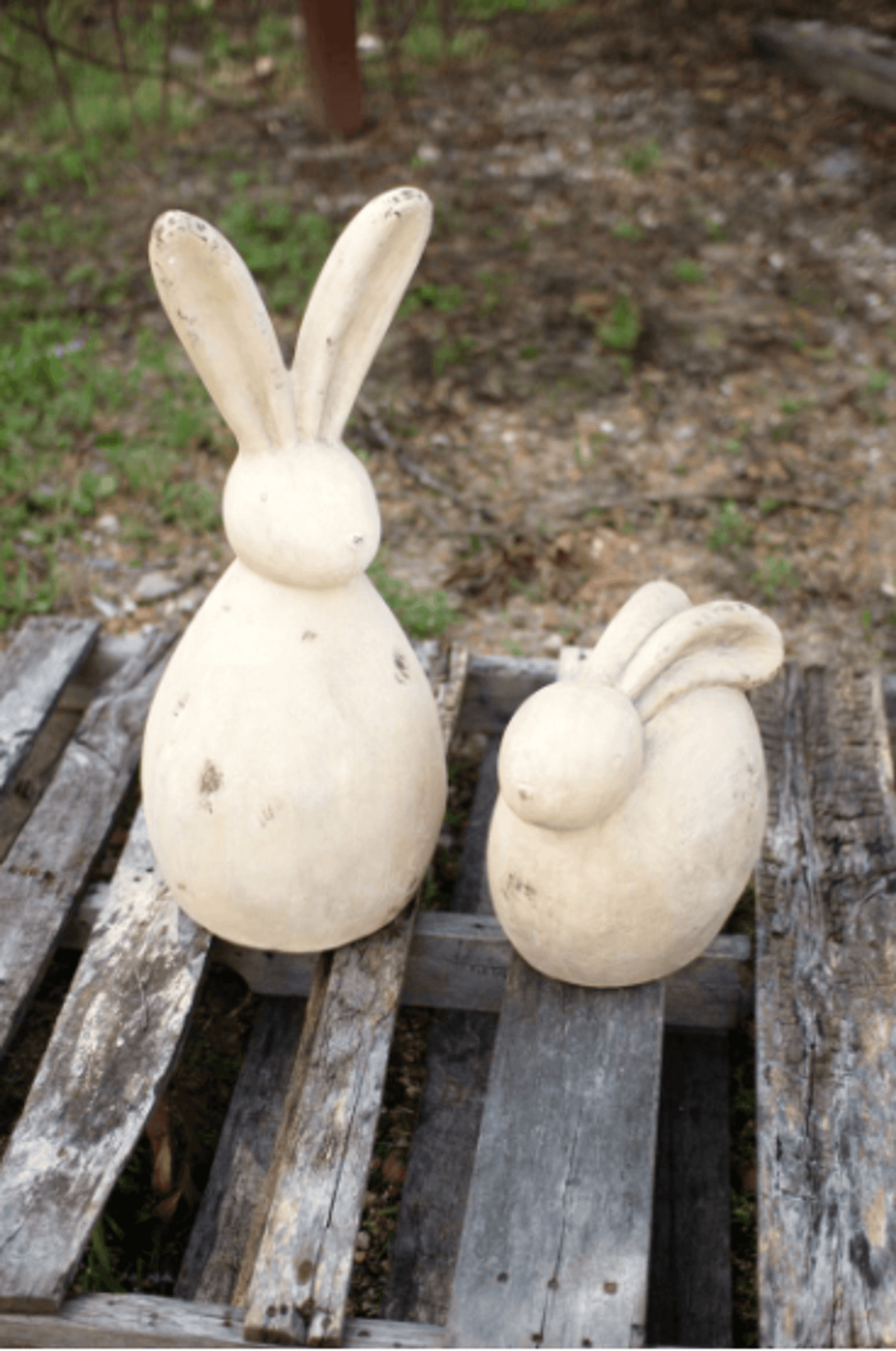 Charming Set Of Two Resin Rabbit Sculptures For Garden Decor