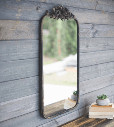 Floral Crest Metal Mirror