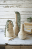 Elegant Hand-Carved Wooden Vase Set Of Three