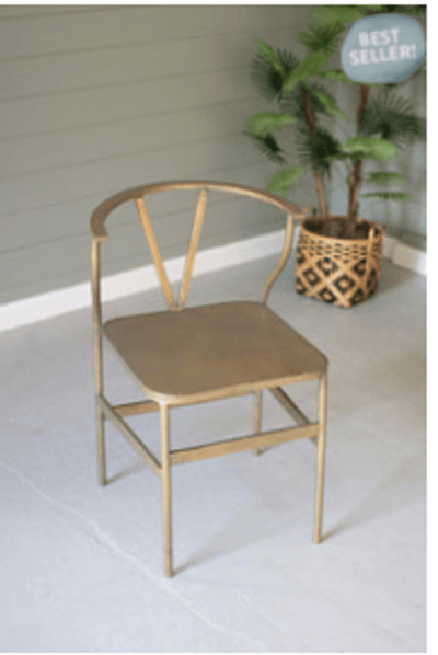 Antique Brass Finish Metal Wishbone Dining Chair