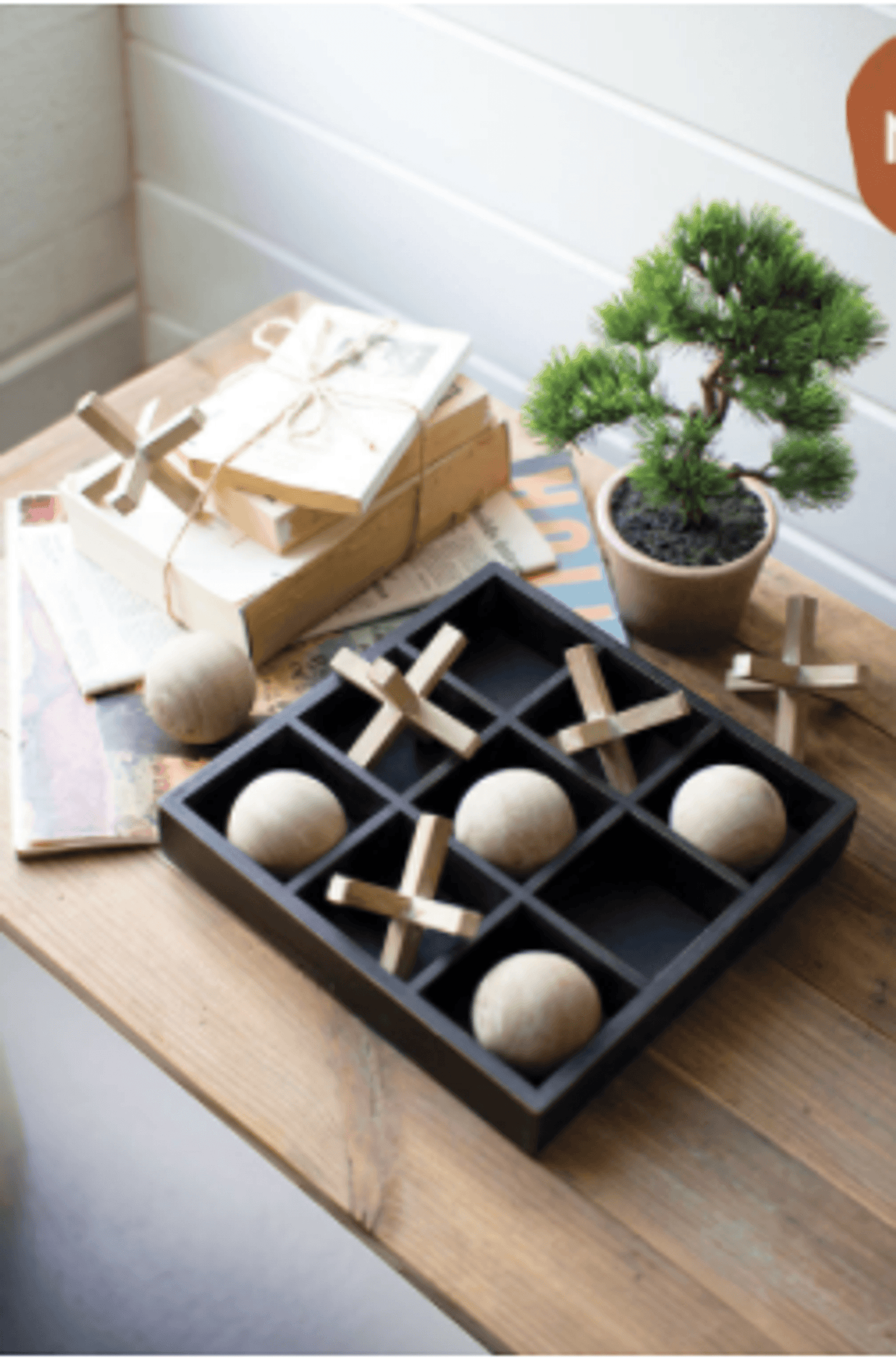 Elegant Wooden Tic-Tac-Toe Game Set