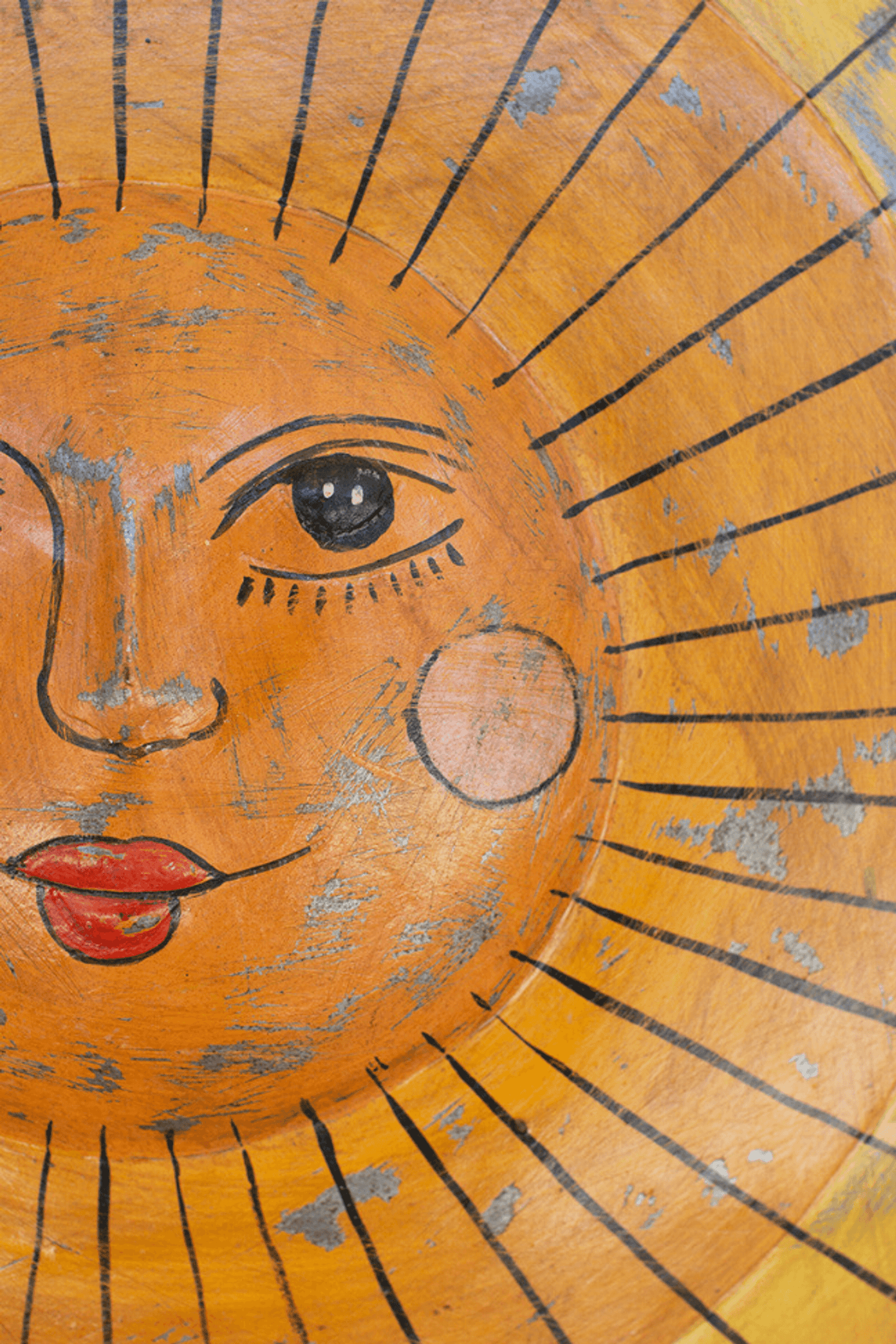 Hand-Hammered Recycled Metal Sunshine Face Decor