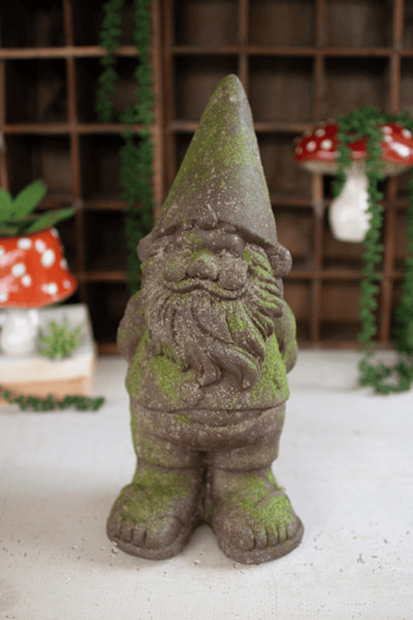 Charming Faux Concrete Gnome For Garden Decor