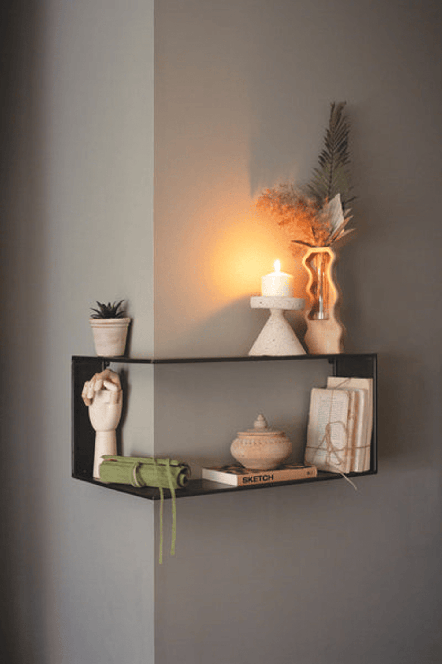 Elegant Metal Corner Wall Shelf - 23.5" Width