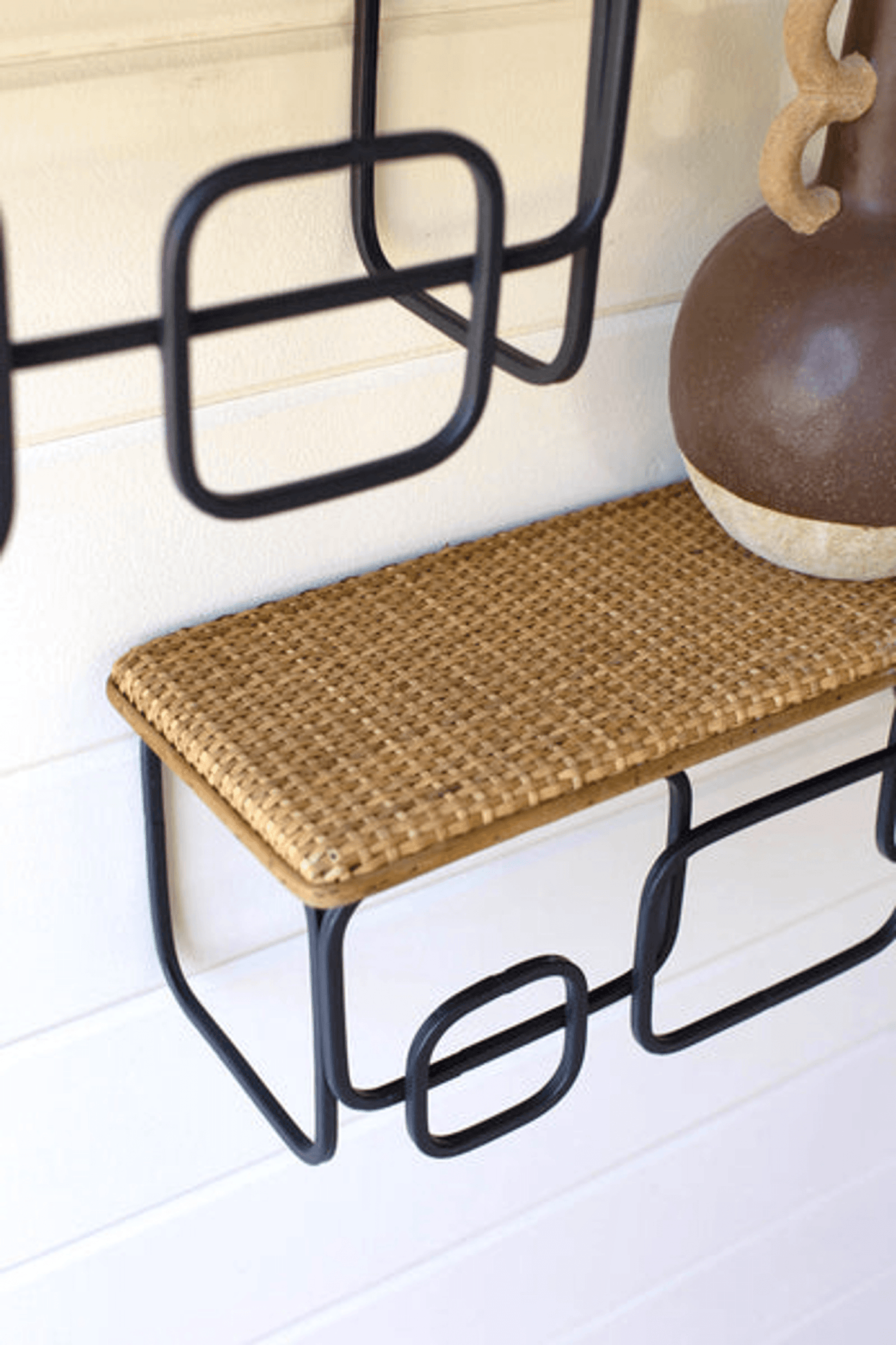 Geometric Woven Top Wall Shelves Set Of Two