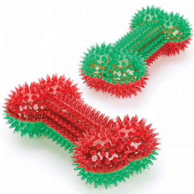 ZA Holiday Squeaky Spike Bone - 6.5 Inch Chew Toy