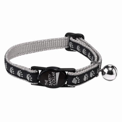 Elegant Two-Tone Black Pawprint Dog Collar