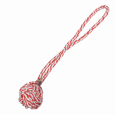 ZA Monkeys Fist Knot Rope - 15 Inch Red and White Design