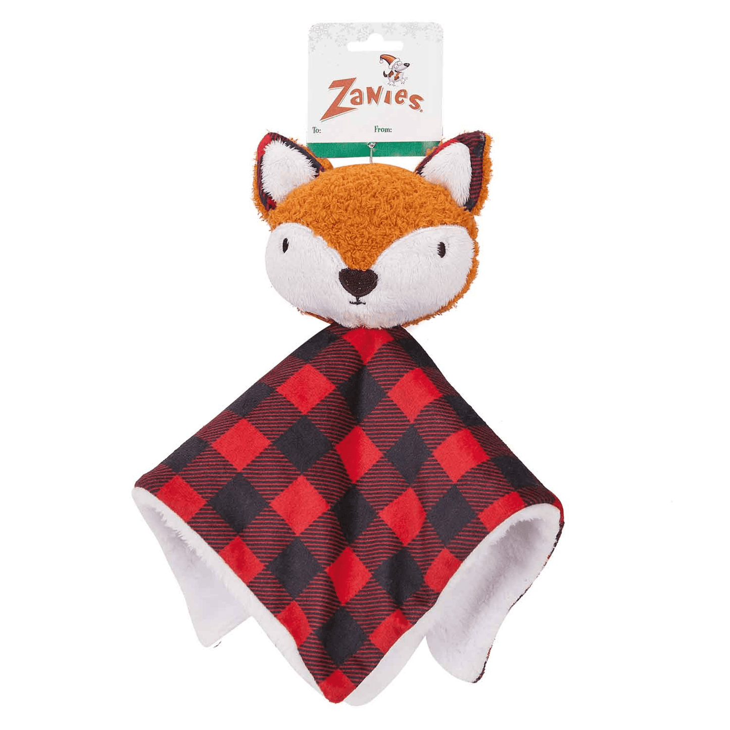 ZA Buffalo Check Plush Puppy Blanket with Squeaky Fox Toy