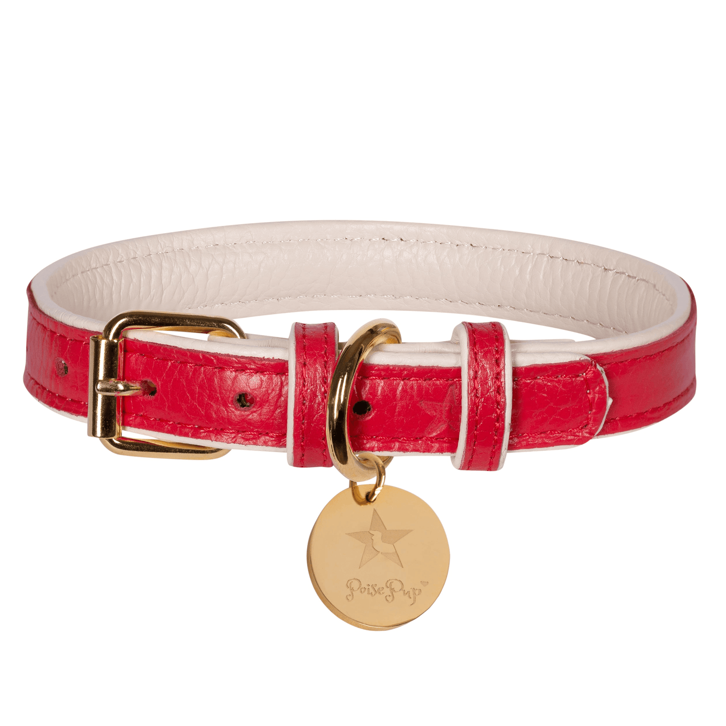 Luxury Handmade Two-Tone Leather Dog Collar in Rosewood and Light Pink