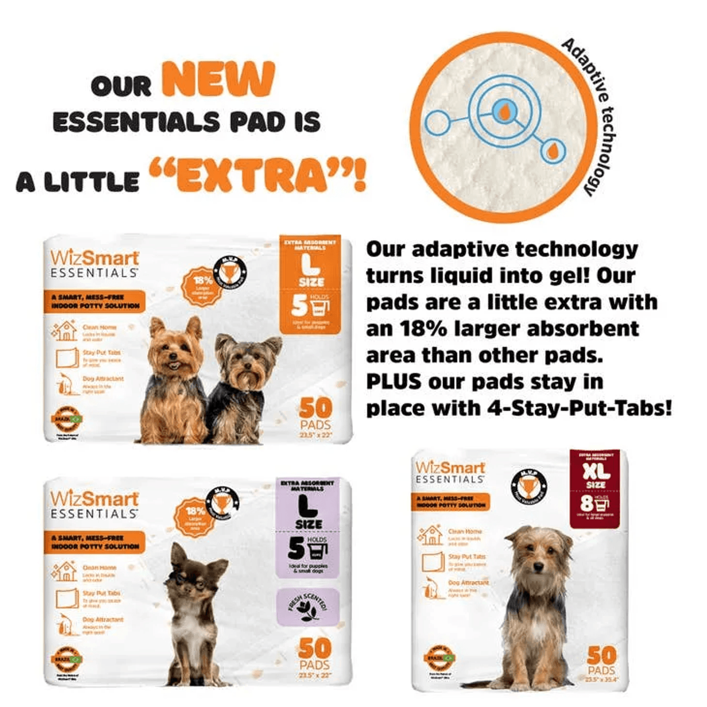 WizSmart Essentials Extra-Large Gel Absorbent Dog Pads