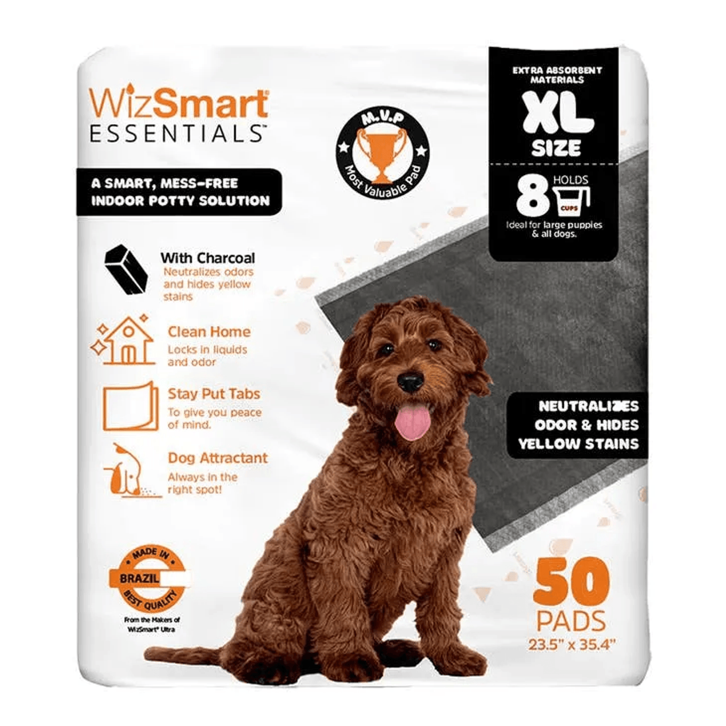 WizSmart Essentials Charcoal Extra-Large Absorbent Pads for Dogs