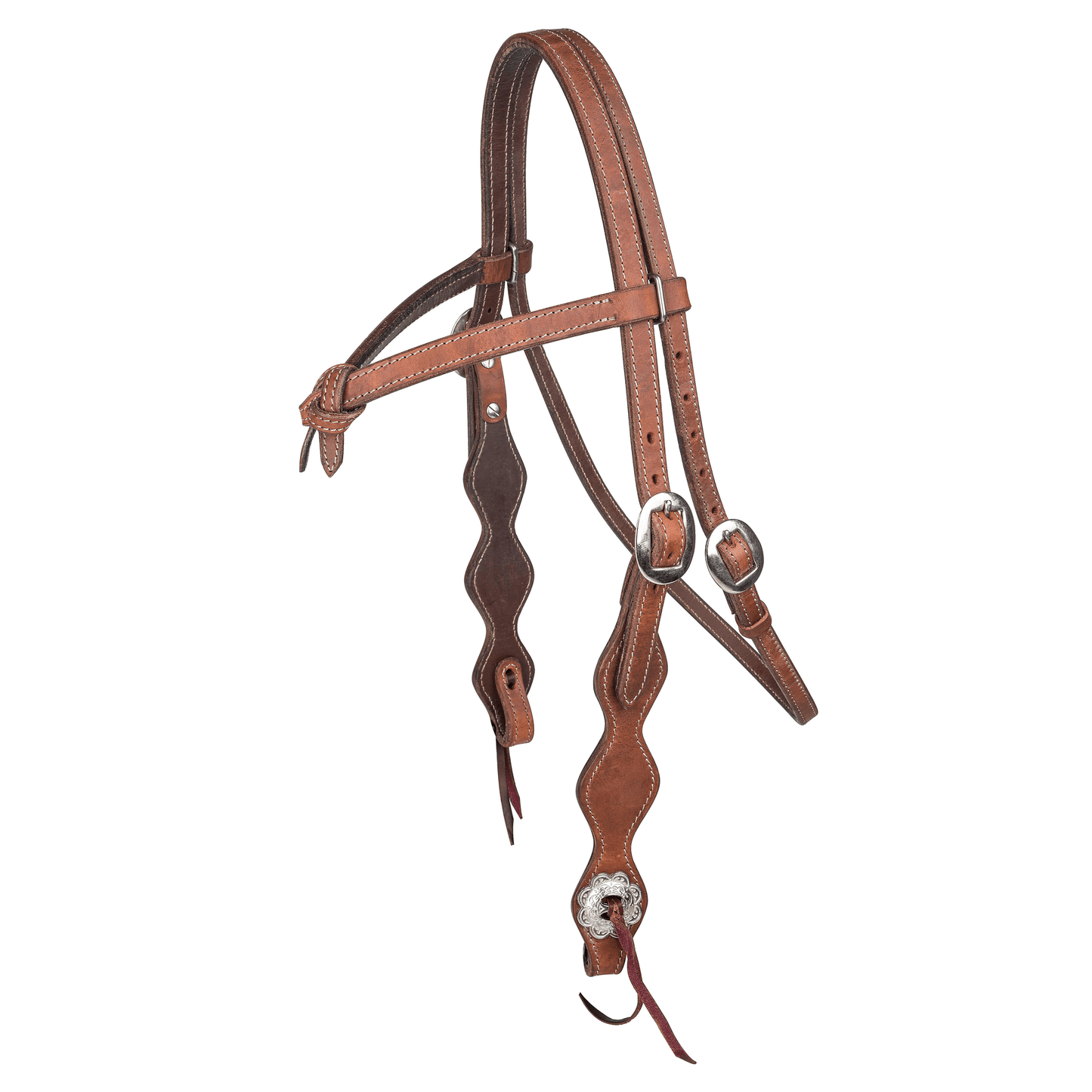 Tabelo Full Knotted Browband Headstall with Rawhide and Scalloped Cheeks