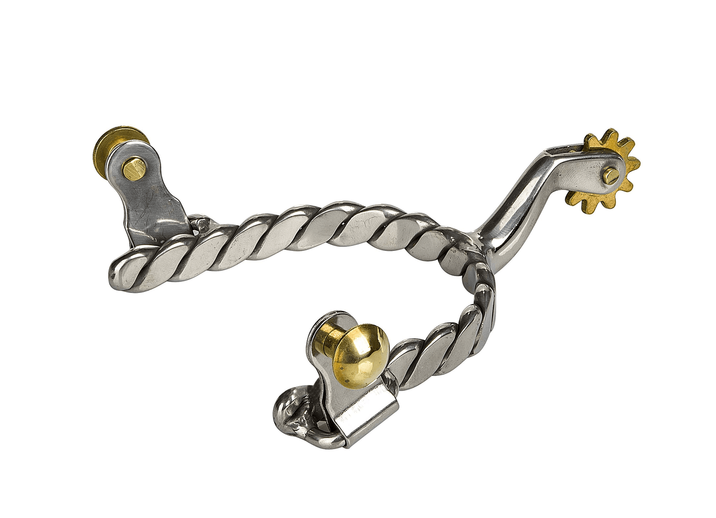 Tabelo Twisted Band Stainless Steel Spurs with Brass Rowel