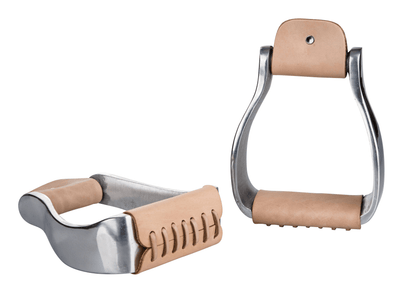 Tabelo Aluminium Flat Bottom Stirrups with Leather Wrapped Neck