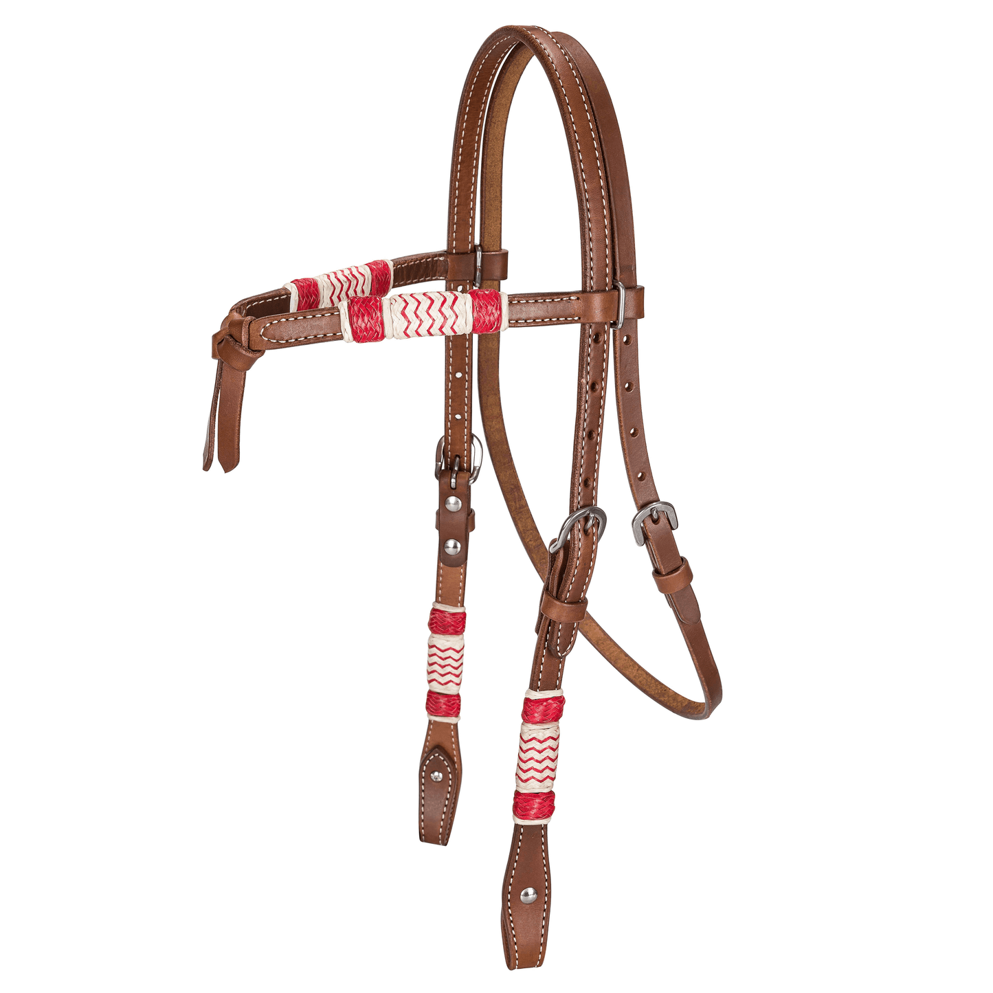 TABELO Leather Cross Over Headstall with Rawhide Trim