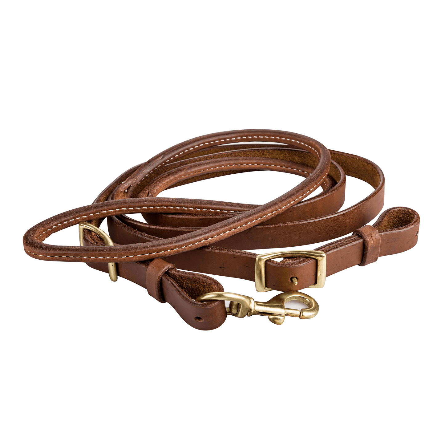 Tabelo Round Leather Roping Reins with Bolt Snap and Conway Buckle