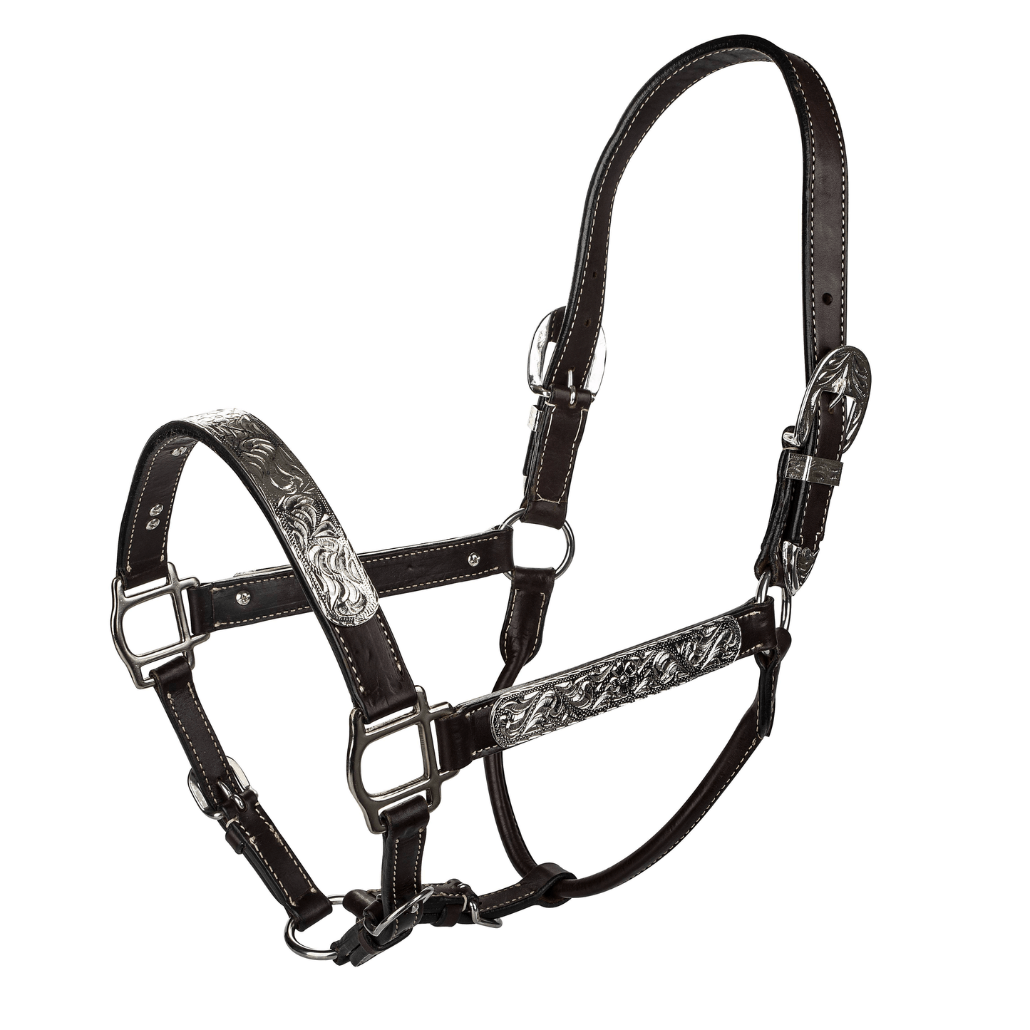 TABELLO 5-Way Adjustable Leather Halter with Silver Trim