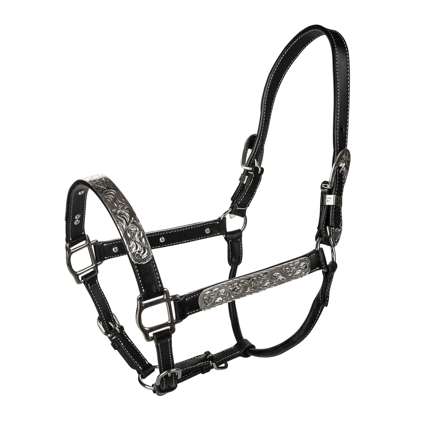 TABELLO 5-Way Adjustable Leather Halter with Silver Trim