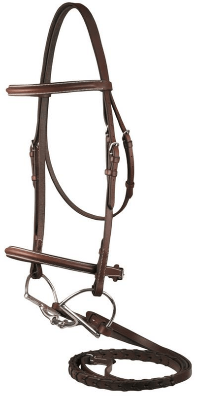 Da Vinci Plain Raised Bridle with Flat Laced Reins in Premium European Leather