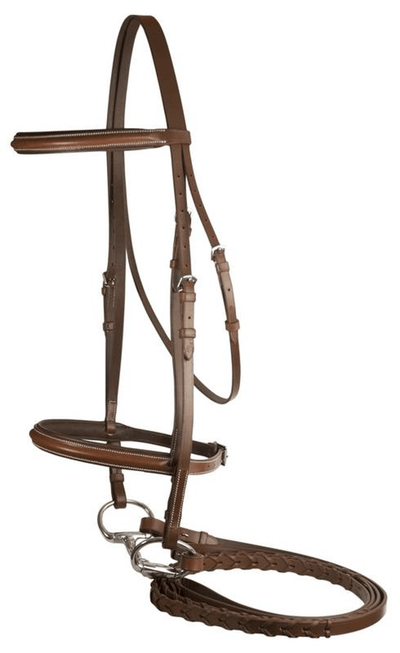 Da Vinci Plain Raised Padded Bridle with Flat Laced Reins