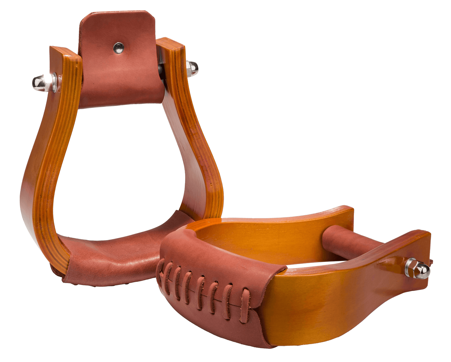 Premium Western Roping Stirrups with Leather Tread