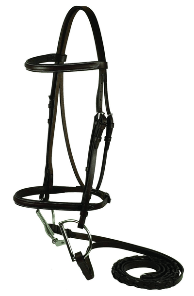 Gatsby Square Raised Leather Bridle with Laced Reins