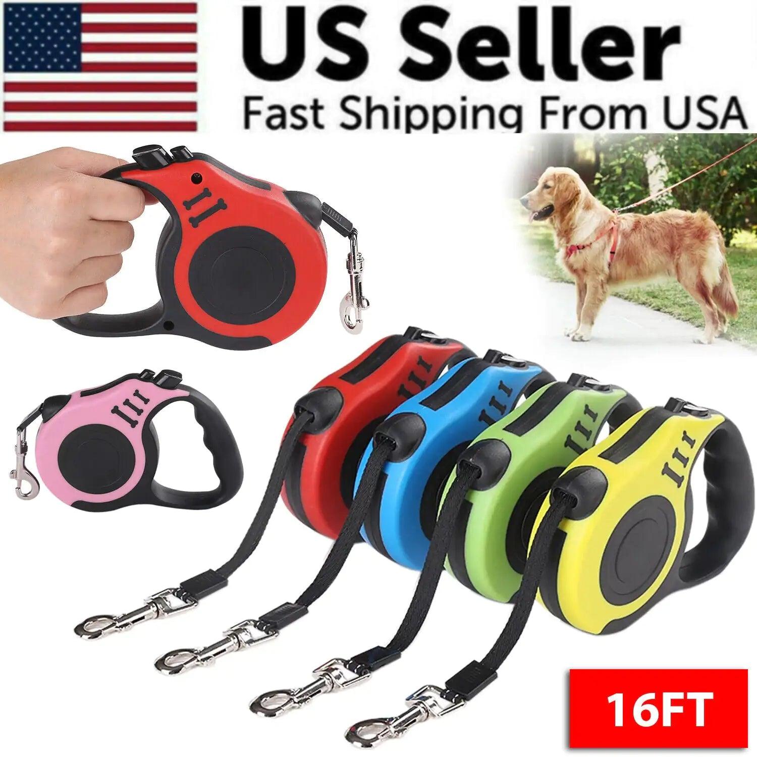 16.5FT Premium Automatic Retractable Dog Leash - Dog Hugs Cat