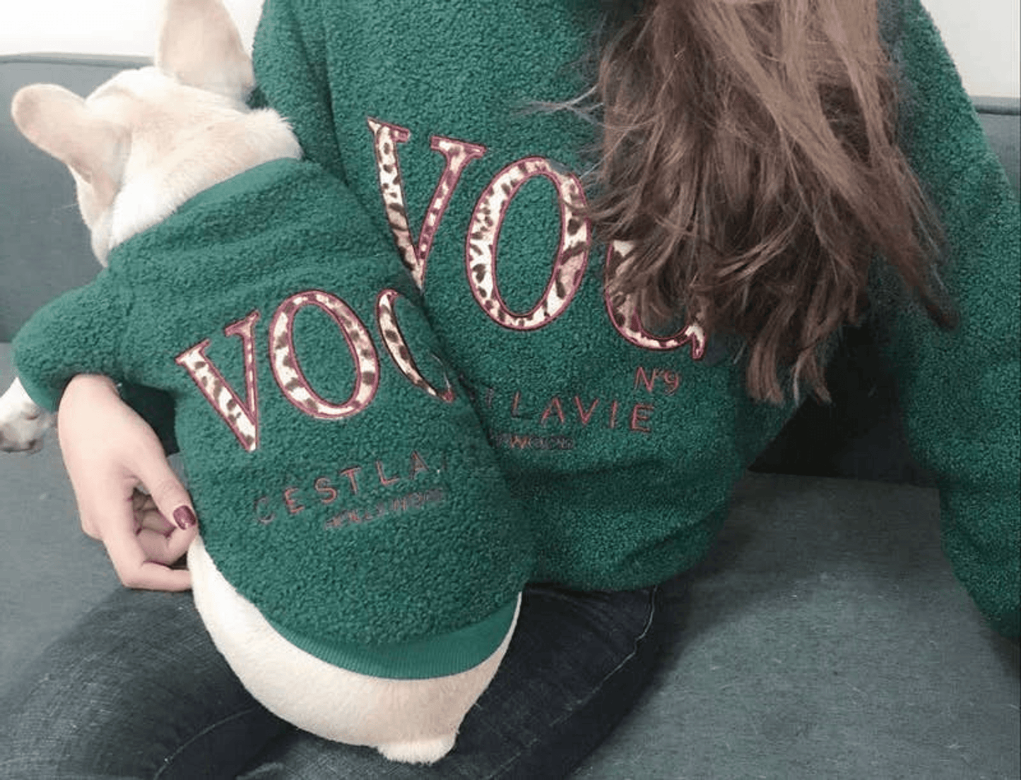 Vog Matching Love Print Cardigan-Sweater Set for Pets and Owners