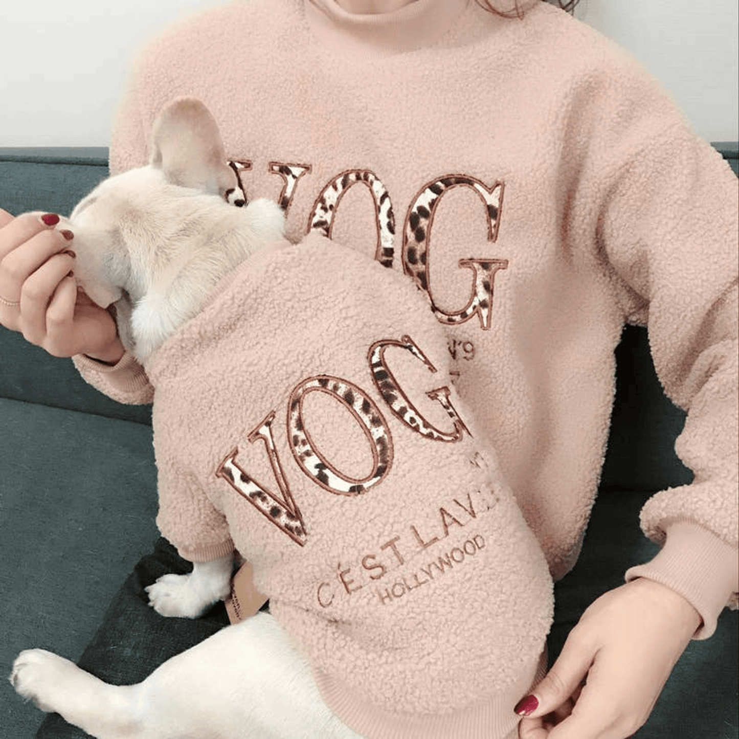 Vog Matching Love Print Cardigan-Sweater Set for Pets and Owners