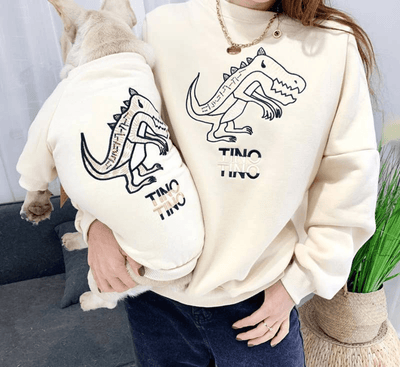 Dinosaur Love Matching Cardigan-Sweater Set for Pets and Owners