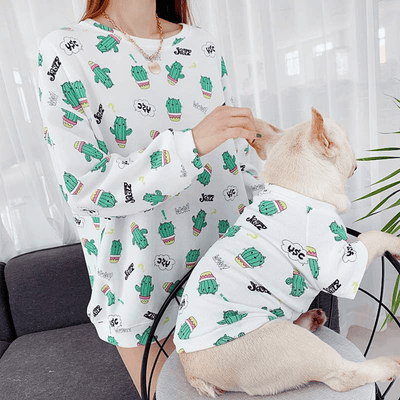 Green Dinosaur Matching Cardigan-Sweater Set for Pets and Owners