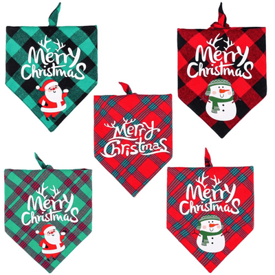 Handmade Christmas Plaid Dog and Cat Bandana