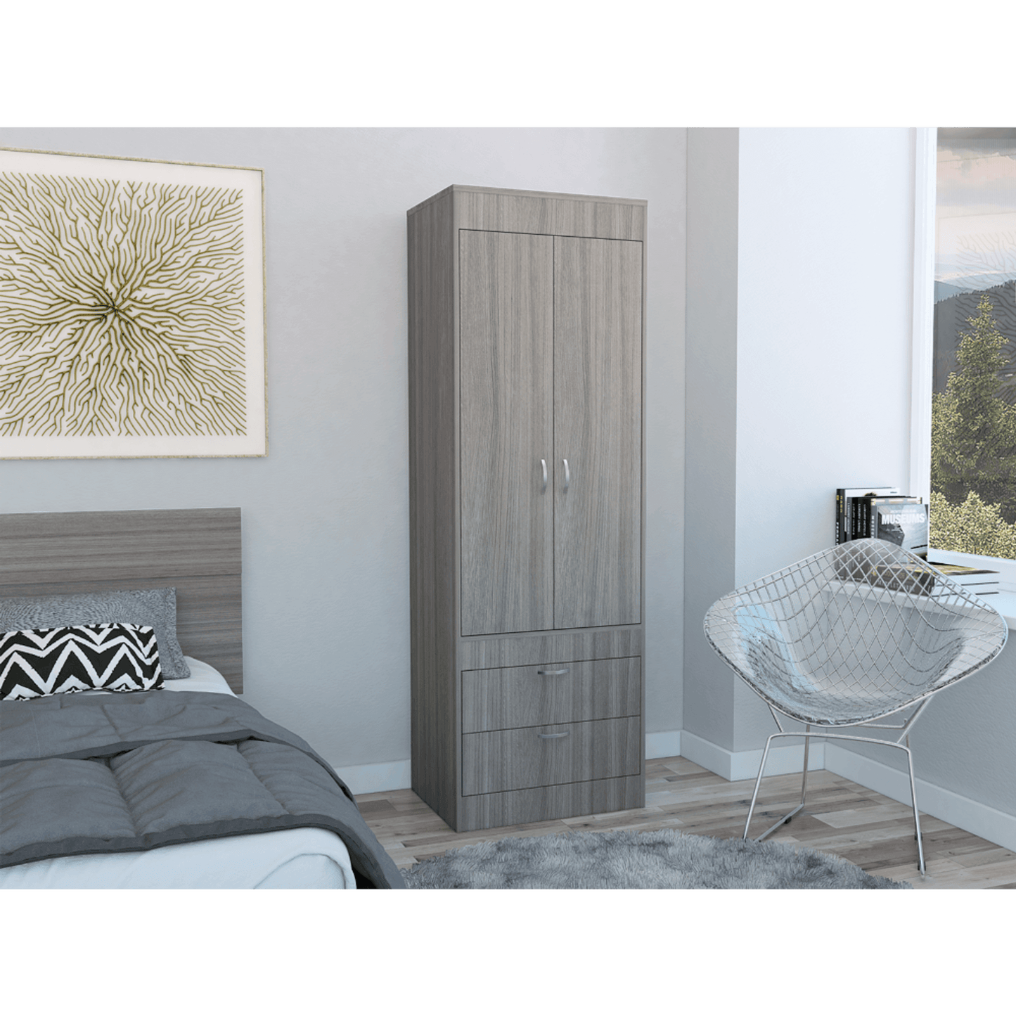 Lisboa Elegant Storage Armoire In Light Gray