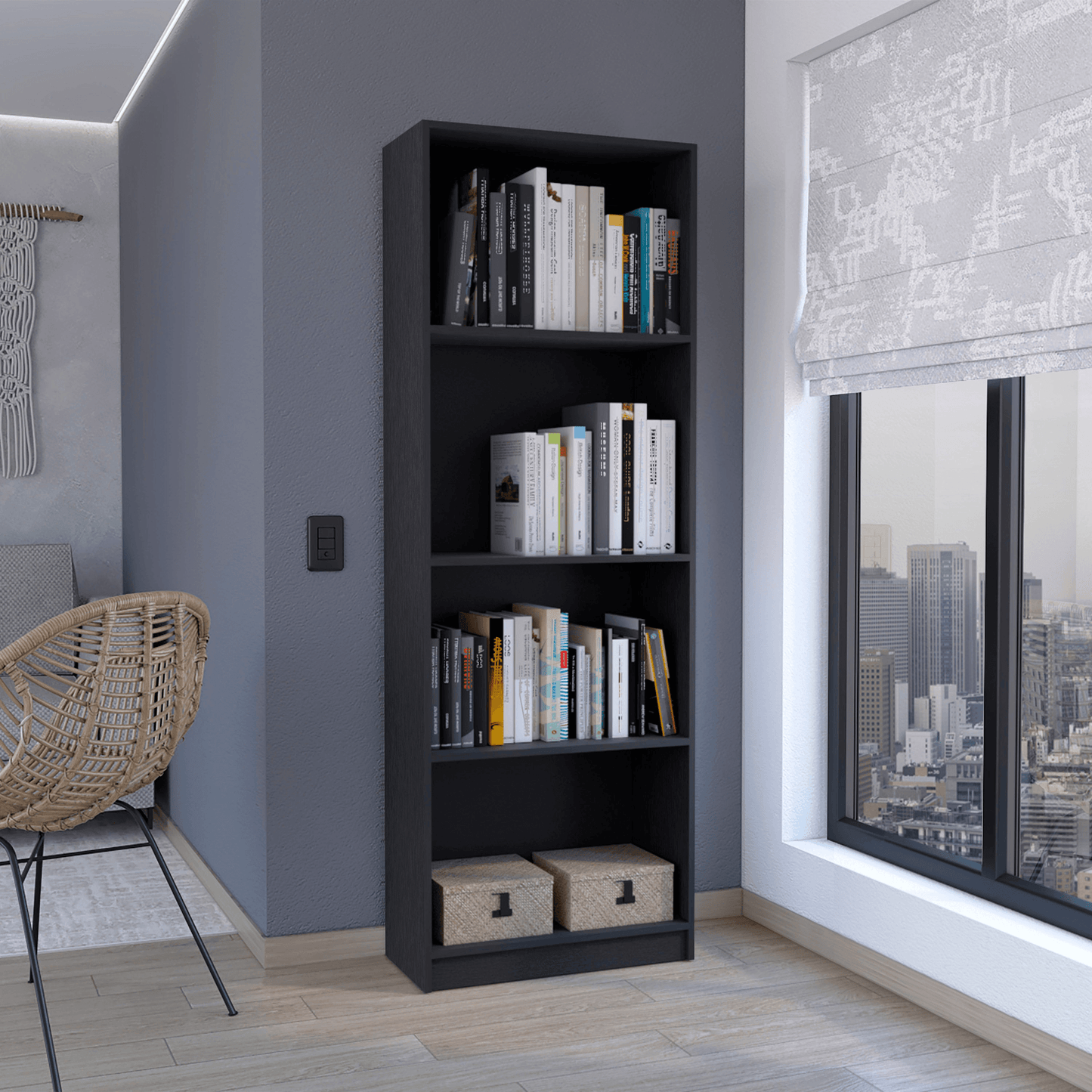 Elegant Home Bookcase With Open Shelves