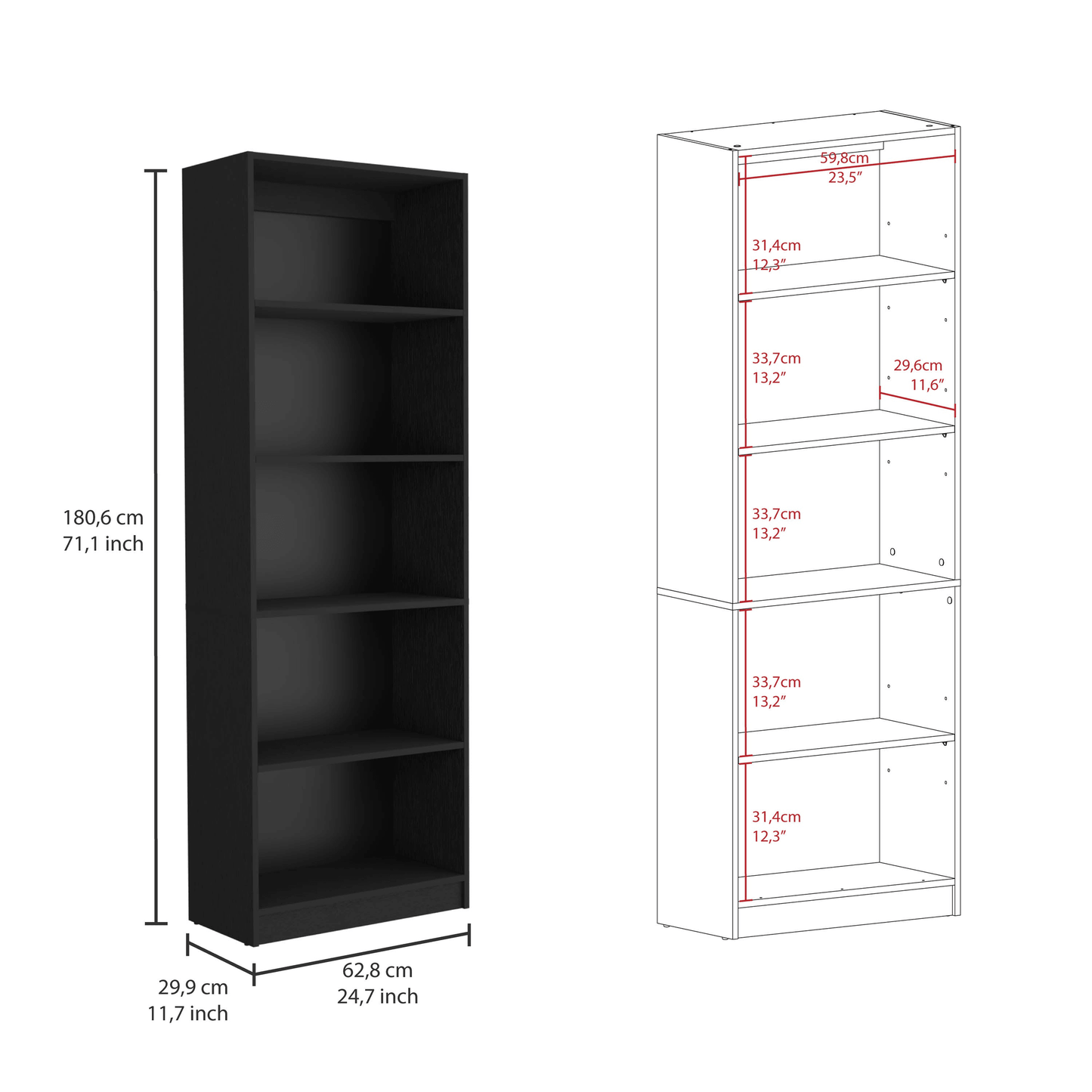 Elegant 4-Tier Bookcase With Additional Storage Shelf