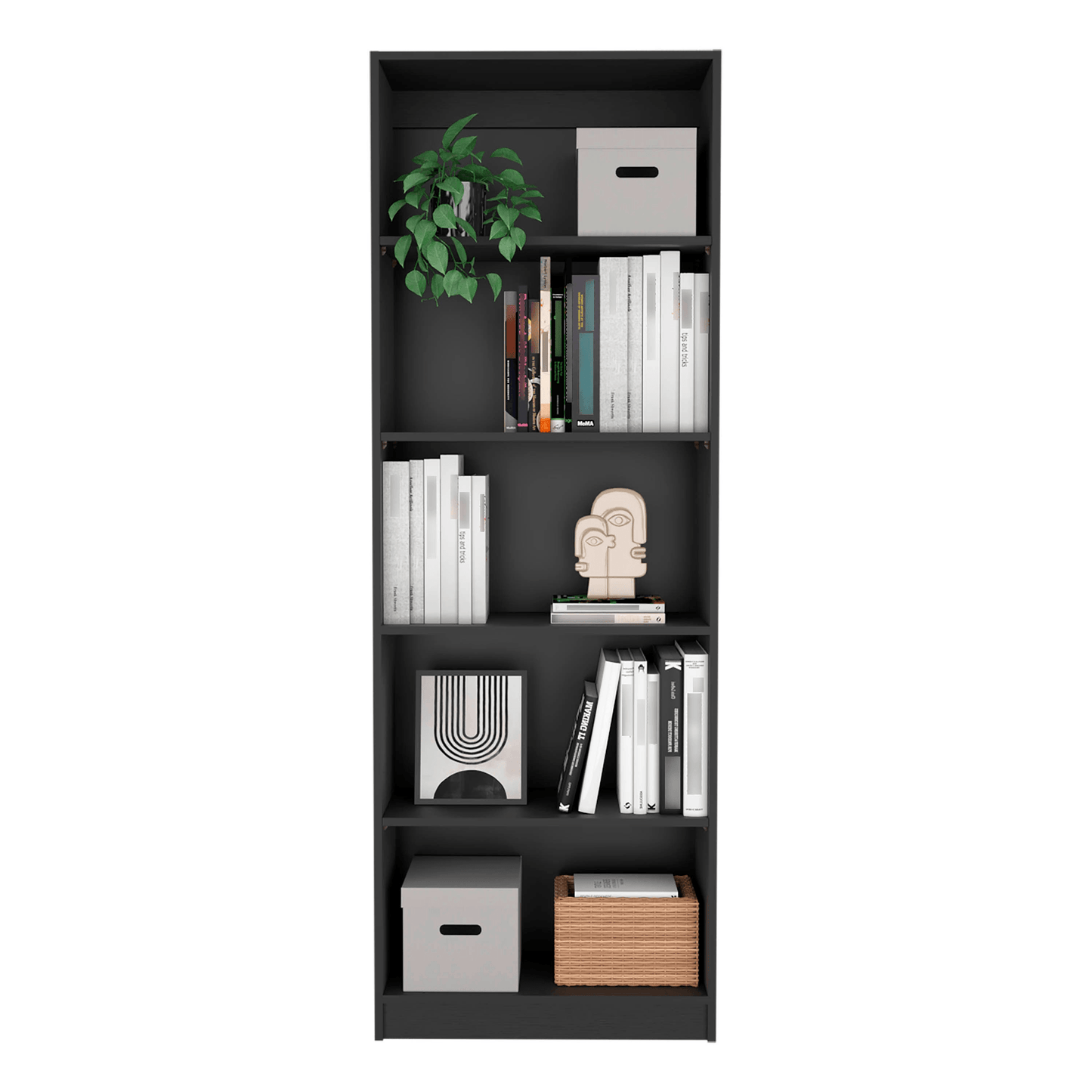 Elegant 4-Tier Bookcase With Additional Storage Shelf