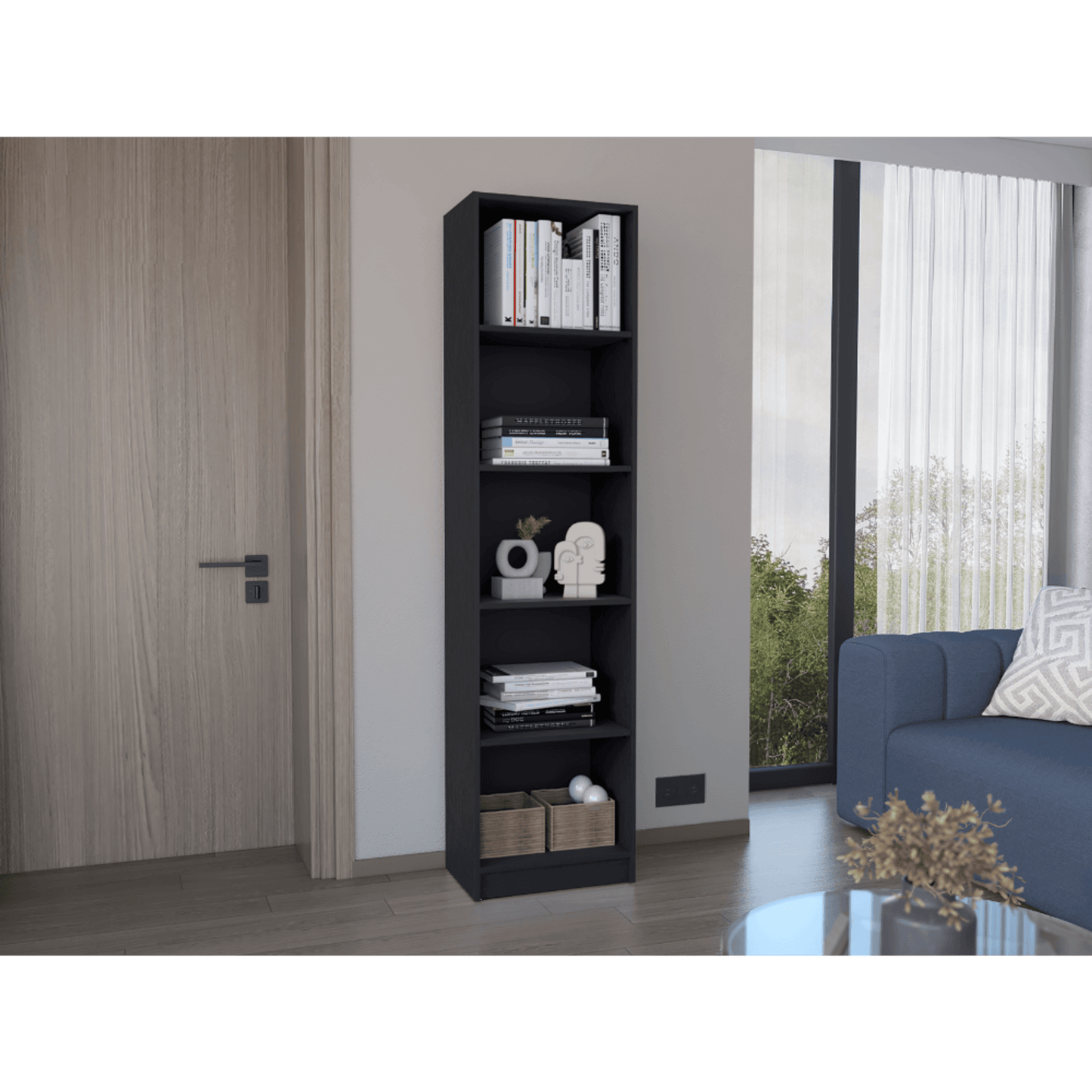 Home Xs Slim Bookcase With Five Shelves