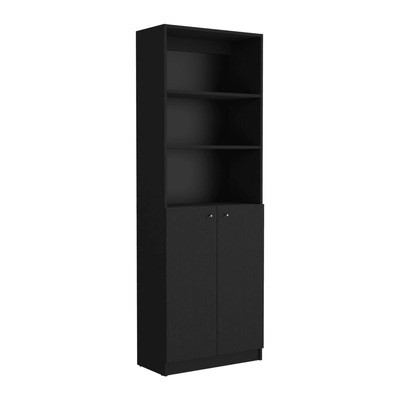 Home 2-Door Bookcase With Open Shelves