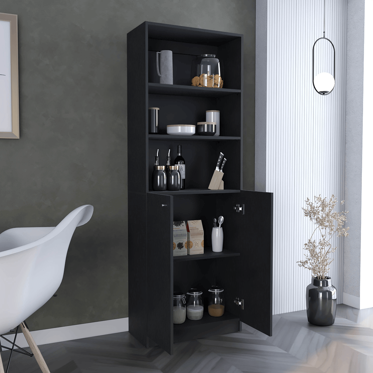 Home 2-Door Bookcase With Open Shelves